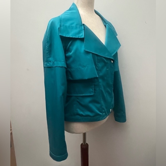 CARLISLE Turquoise Moto Style Lightweight Windbreaker Jacket Women’s Size 2 NWT - Picture 4 of 13